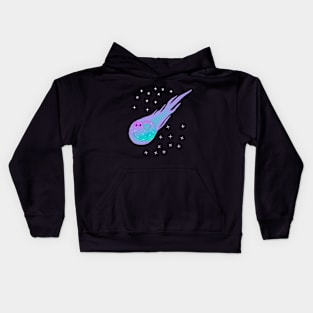 Meowteor funny cat in space Kids Hoodie